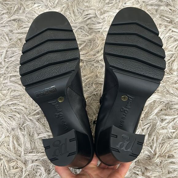 NWOB Paul Green Sahara Block Heel Chelsea Boots in Black Leather Sz UK 7/US 9.5 - Picture 11 of 13